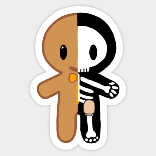 Gingerbread Man Skeleton with Ostomy Bag (Orange) Sticker